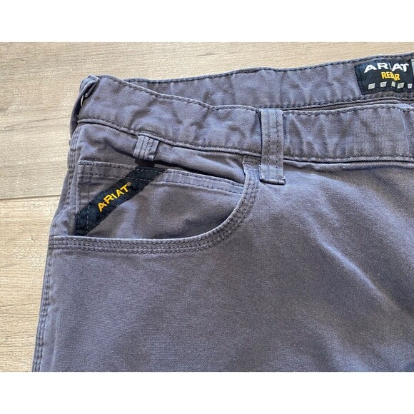 Ariat Rebar M4 Mens 42X34 Relaxed Straight Gray Durastretch Cargo Pants - Picture 3 of 10